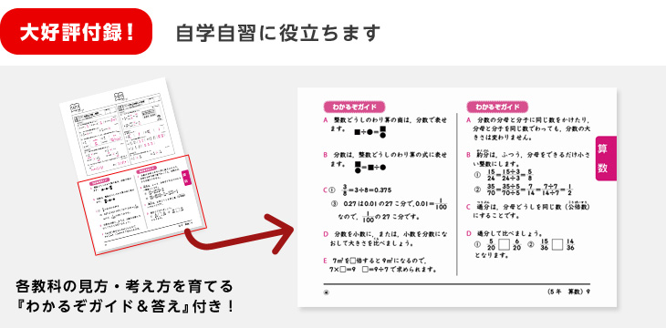 大好評付録 自学自習に役立ちます 各教科の見方、考え方を養う『わかるぞガイド&答え』付き!